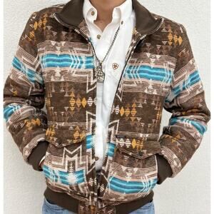 ROCK&ROLL Cotton Aztec Bomber Coat Men's Size Large Chore Coat Western